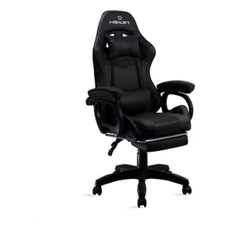 Cadeira De Escritório Healer Level Gamer ErgonÎmica Preta Com Estofado De Couro Sintético Cadeira De Escritório Healer Level Gamer ErgonÎmica Preta Com Estofado De Couro Sintético