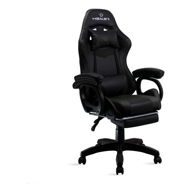 Cadeira De Escritório Healer Level Gamer Ergonômica Preta Com Estofado De Couro Sintético Cadeira De Escritório Healer Level Gamer Ergonômica Preta Com Estofado De Couro Sintético