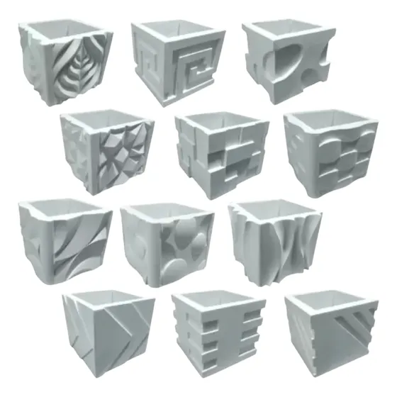 Kit 12 Formas Molde Abs Mini Vaso Suculentas 10x10cm Cimento