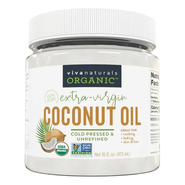 Aceite De Coco Orgánico Prensado En Frío, Extra Virgen 16 Oz