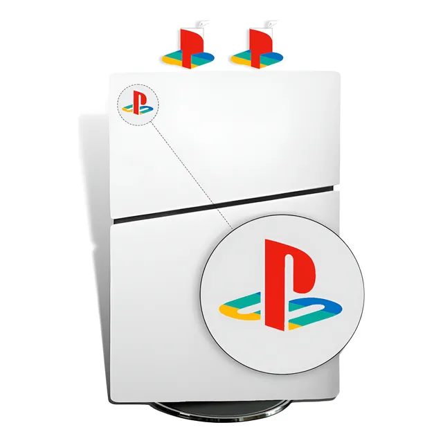 Adesivo Logo Retrô Playstation Console Ps5 Slim C/2 Unidades