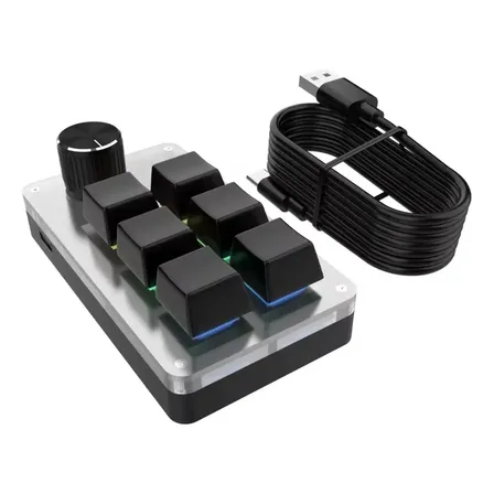 Teclado Macropad Macro Mecánico Rgb Mini Gaming Gris Oscuro