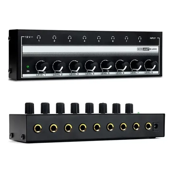 Mini Amplificador Estéreo De 8 Canais Para Auscultadores