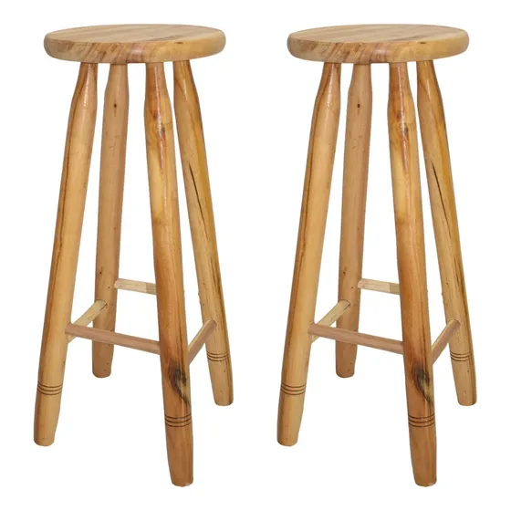 Kit 2 Banqueta Mesa Alto Madeira Tamborete Rústico Promoção