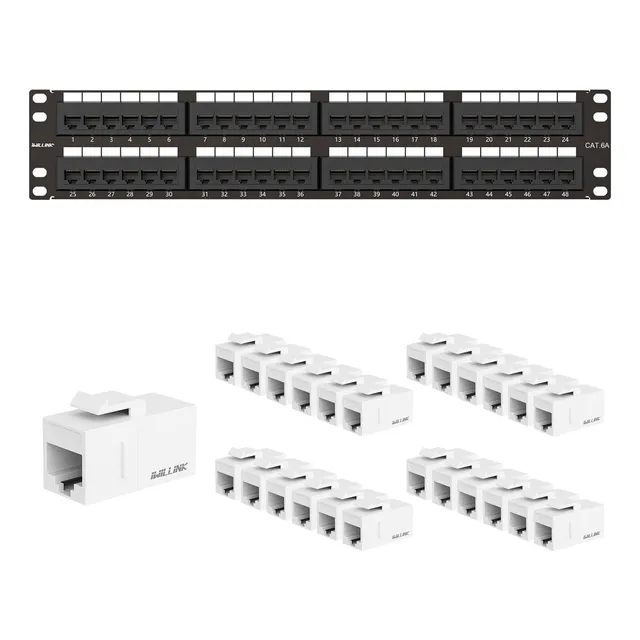 Panel De Conexiones Cat6a 48 Puertos Con Acopladores Keyston