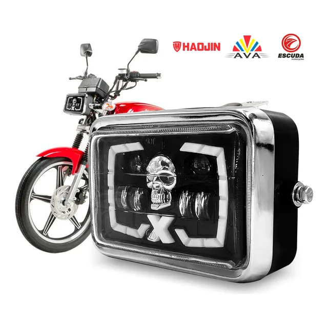 Faro Led Moto Premium Calavera Ojo De Angel Md Jaguar Escuda