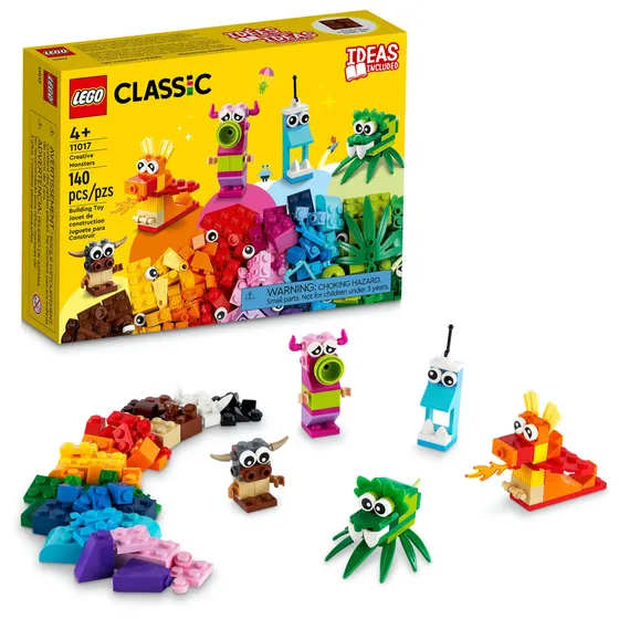 LEGO® Classic: Monstruos Creativos 11017; 5 minimodelos de monstruos de juguete para niños 4+