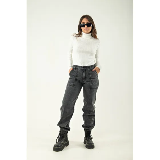 Pantalón Mom Rígido Con Elástico Byh