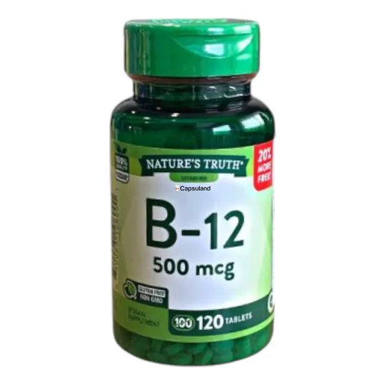 Vitamina B 12 500mcg Natures Truth X 120 Tab = 4 Meses! Sabor Sin Sabor
