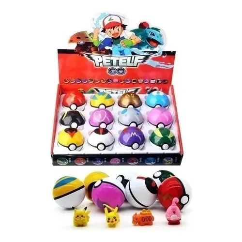 Pokebola Kit C/12 Pçs Do Pokemon Com Boneco Dentro