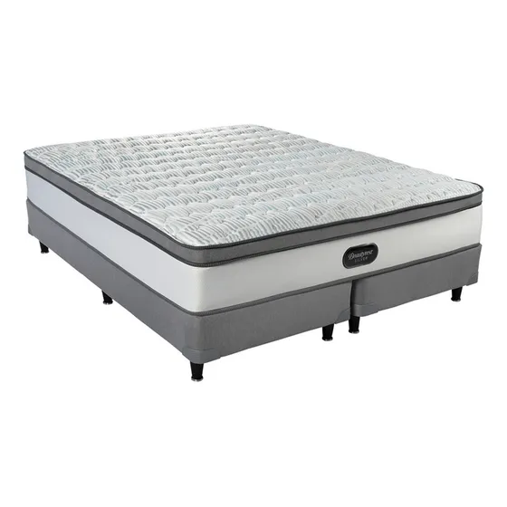 Colchón Y Sommier Simmons Beautyrest Silver 2 Plazas Queen 2 Color Blanco