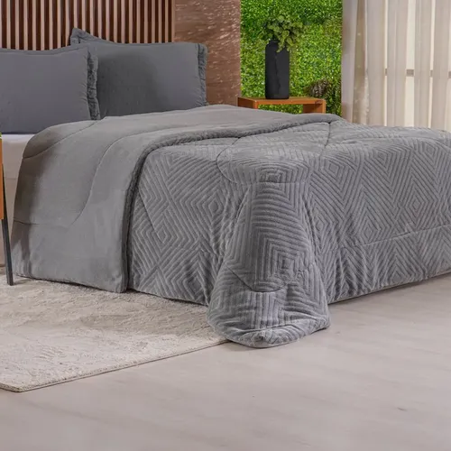 Edredom Queen Plush Sense Dupla Face 100% Poliéster 230x250c Cor
