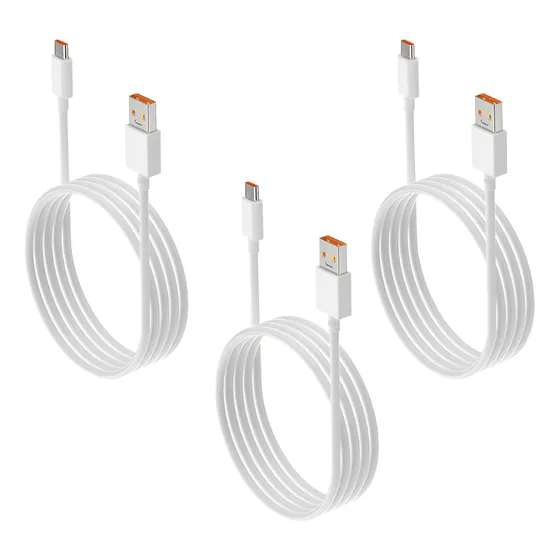 Pack X3 Cable Carga Rápida 6a 120w Transmisión De Datos Blanco