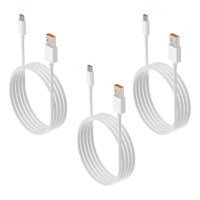 Pack X3 Cable Carga Rápida 6a 120w Transmisión De Datos Blanco