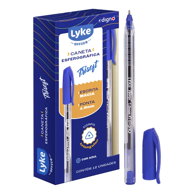 Kit 12 Unidades Canetas Esferográfica Ponta Média 1.0mm