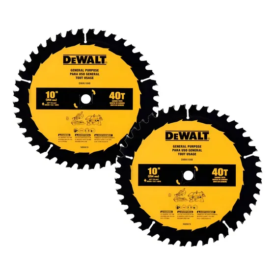 2 Discos Para Sierra De Corte Dewalt De 10 PuLG Y 40 Dientes Color Amarillo