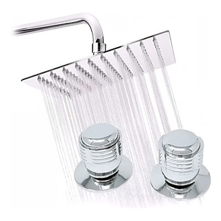 Kit Regadera De 20cm Acero Inox+ Manerales De Lujo +brazo 50 Kit Regadera De 20cm Acero Inox+ Manerales De Lujo +brazo 50