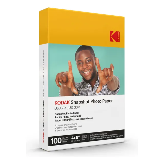 Papel Fotográfico Kodak Glossy De 4 X 6 Pulgadas, 180 G/m²,