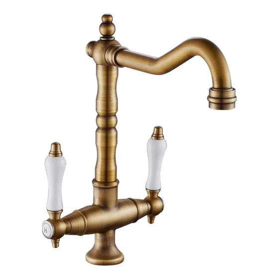 Griferia Cocina Canilla Doble Comando Bronce Antigua Vintage