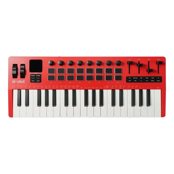 Teclado Controlador M-vave Smk-37 Pro - Midi 37 Teclas-vermelho