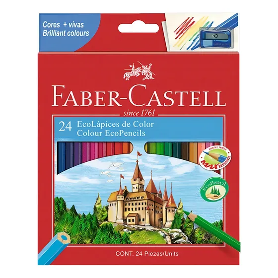 Set 24 Lápices De Colore Faber Castell Ecolápices Hexagonale