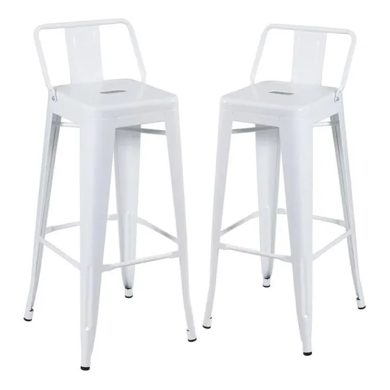 2 Banquetas Altas Tolix Com Encosto 76 Cm   Várias Cores