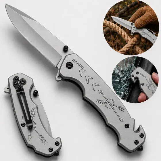 Canivete Tático Lâmina Inox Semi-Automático — Bondu