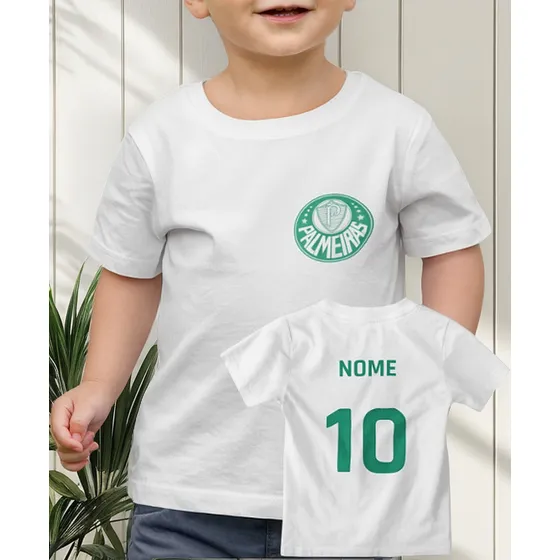 Camiseta Infantil Palmeiras Personalizada Com Nome E Número
