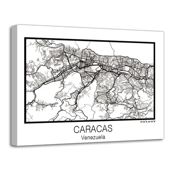 Cuadro Caracas Venezuela Mapa Lienzo Decorativo Foto Canvas