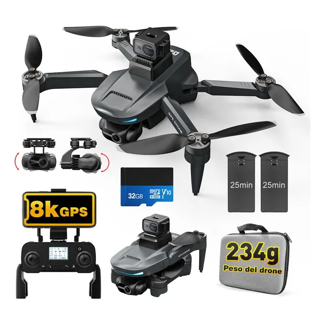 SJRC L200PRO HD MAX Mini Dron Con Cámara 8k Profesional Sin Escobillas 2 Baterías Negro 2.4 GHz