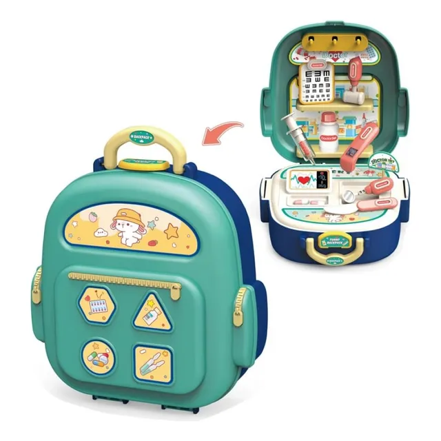 Set Infantil De Doctor Kit Médico Azul Con Mochila