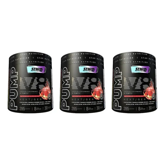 Pre Entreno Pump V8 Next Gen Star Nutrition 285 Gr X 3 Un Sabor Watermelon