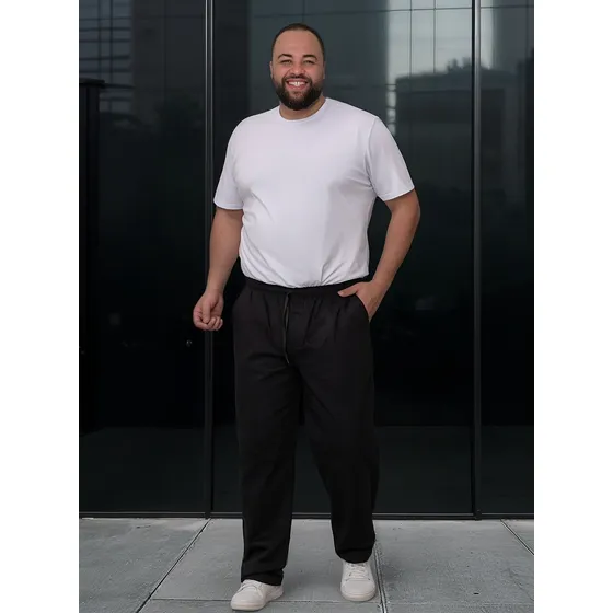 Calcas Masculinas Plus Size Social Em Sarja Cós Elástico