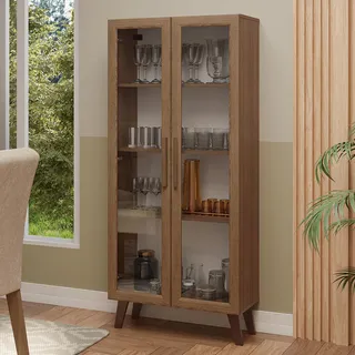 Cristaleira 70 Cm 2 Portas Vidro Com Pés Trapézio Madesa Rm Cor Rustic/marrom Cristaleira 70 Cm 2 Portas Vidro Com Pés Trapézio Madesa Rm Cor Rustic/marrom