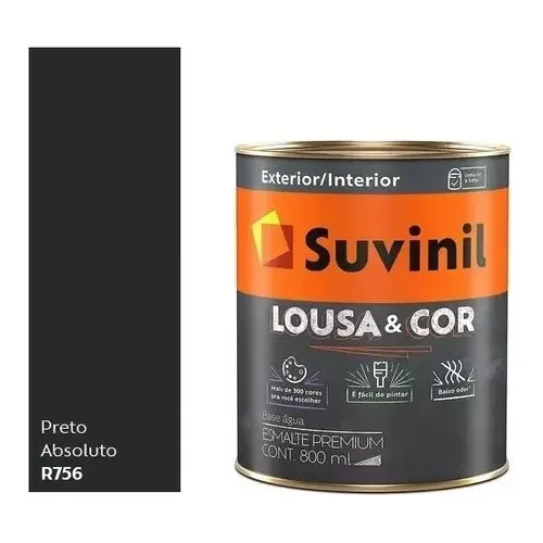 Tinta Lousa & Cor Preto Absoluto (r756) 800ml Suvinil Acet