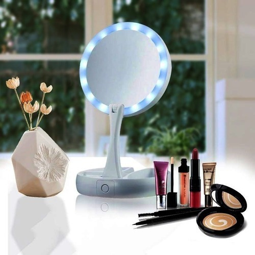 Espejo Con Luz Led Plegable Maquillaje Usb O Pila C/ Aumento