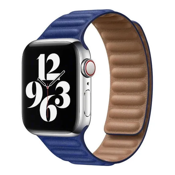 Correa Para Iwatch 42/44/45m Smarttech Magnetico Tipo Piel Color Azul Oscuro