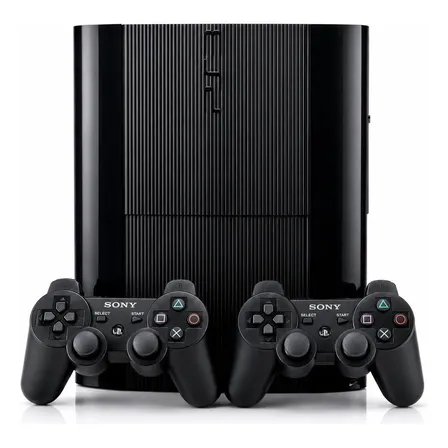 Playstation 3 Ps3 Super Slim 500gb Hen + 2 Controles Preto