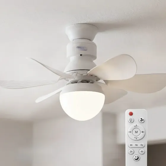 Ventilador De Teto Silencioso Com Luz Led Embutida 3 Cores Ajustáveis 40w Controle Remoto Instalação Fácil Modo Timer Ideal Quarto Sala Cozinha Escritório 6 Pás Luxside