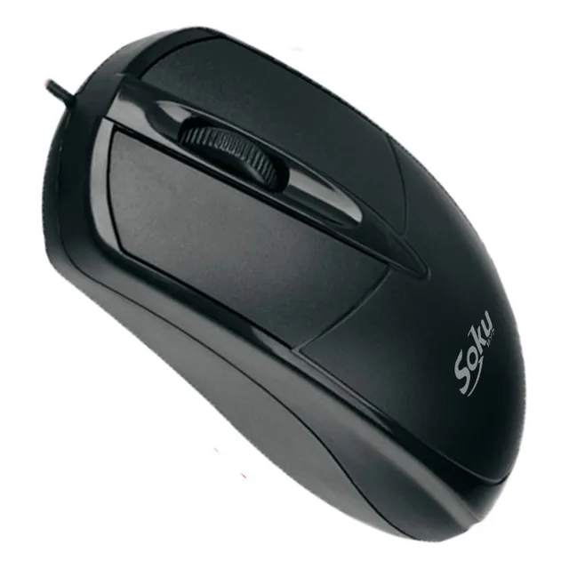 Raton Usb Ergonomico Largo Minimalista Resistente Soku Color Negro