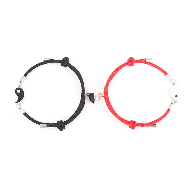 Pulseras Yin Yang Con Imán De Corazón Para Parejas