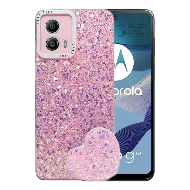 Carcasa Para Motorola G53 Glitter Incluye Pop Socket