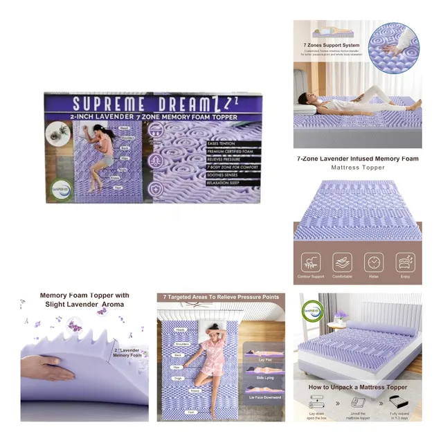 Colchoneta Espuma Viscoelástica Infusión Lavanda Matrimonial