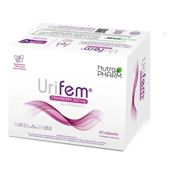 Urifem Cranberry 360 Mg 60 Capsulas Nutra Pharm