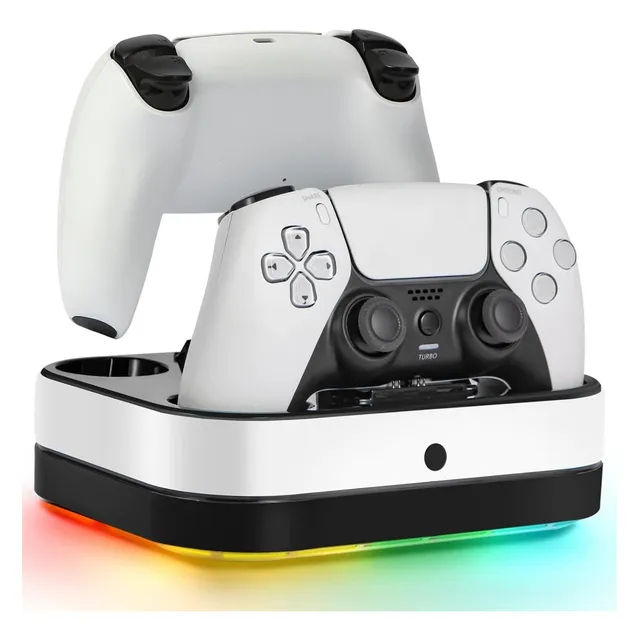Cargador Para Mandos Ps5 Estación De Carga Ps5 Rgb Blanco