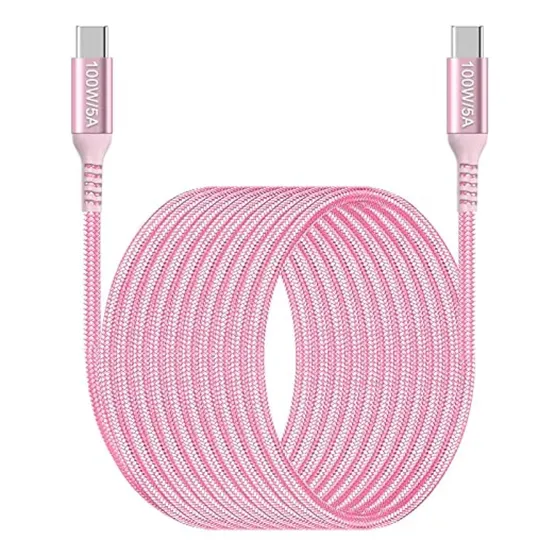 Cable Usb C De 100 W De 10 Pies, Color Rosa, Largo