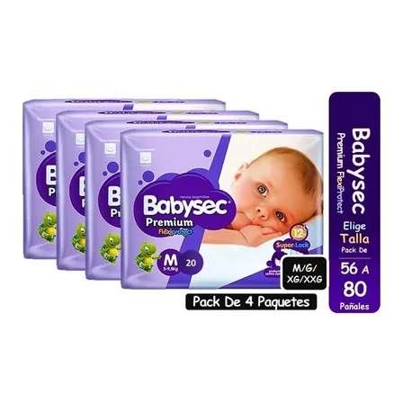 Pañales Babysec Premium sin género M x 80 unidades