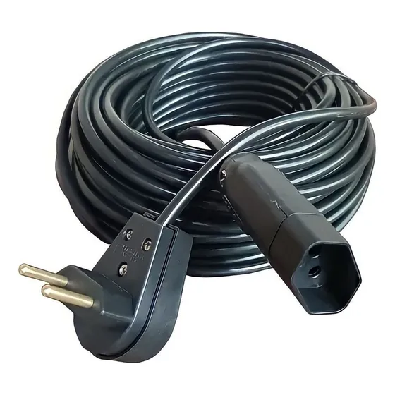 Extensão Elétrica 50 Metros 10a Cabo Pp 2x1,0 Reforçada Cor Preto 127V/220V