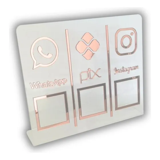 Placa Pix,whats E Insta Qr Code Cristal - Kit 2 Unidades