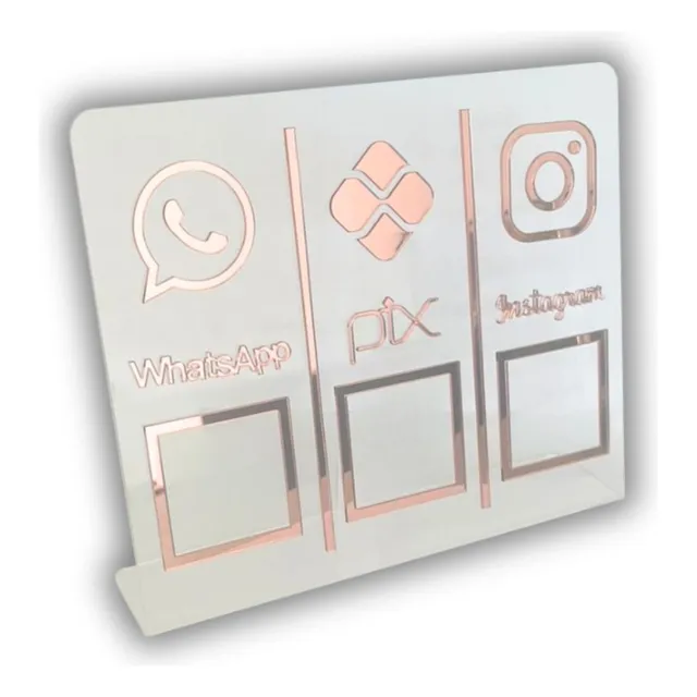 Placa Pix,whats E Insta Qr Code Cristal - Kit 2 Unidades